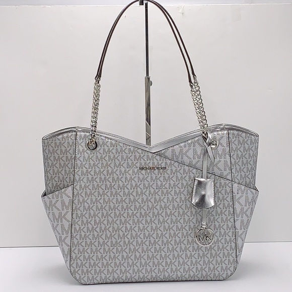 Michael Kors Jet Set Travel Large Chained Tote Shoulder Bag MK 
Silver

NWT - Picture 5 of 16